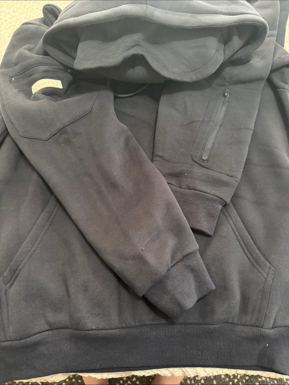 Navy Comft travel Hoodie Sweatshirt with Zip Pockets